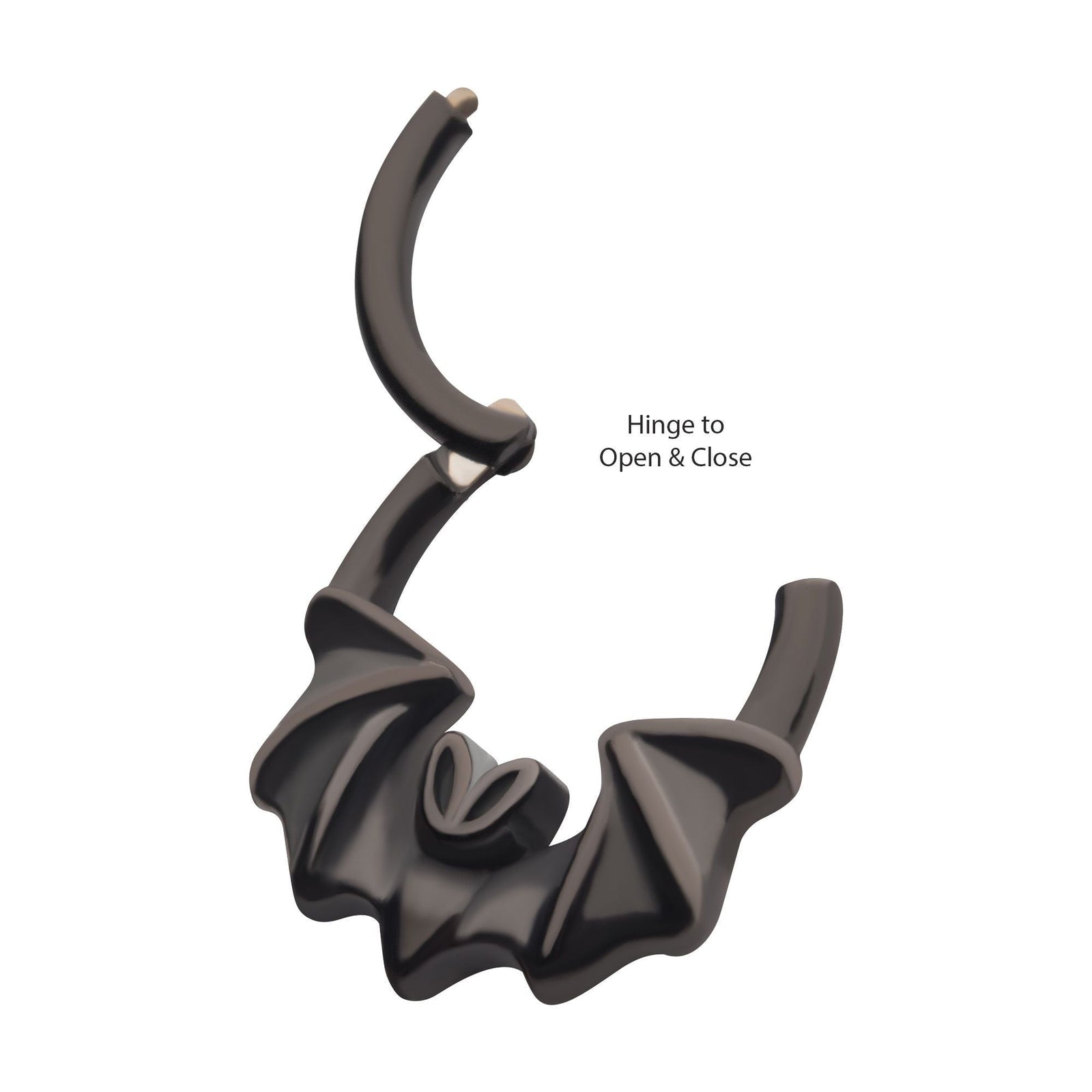 SEAMLESS CLICKER Black PVD Bat Front Facing Hinged Segment Clicker -Rebel Bod-RebelBod