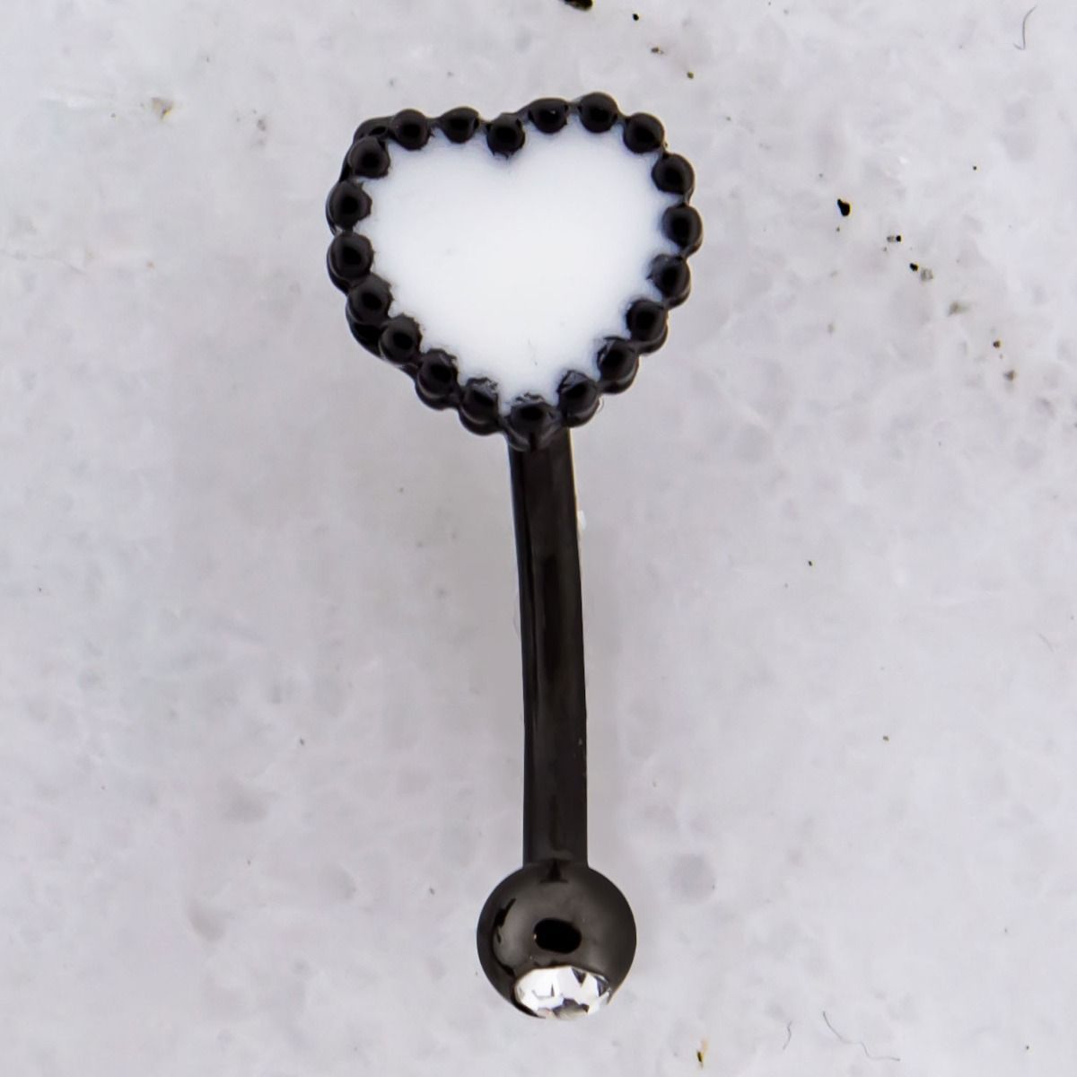 CURVED BARBELL Black Pvd Coated Curve With Heart - 1 Piece -Rebel Bod-RebelBod
