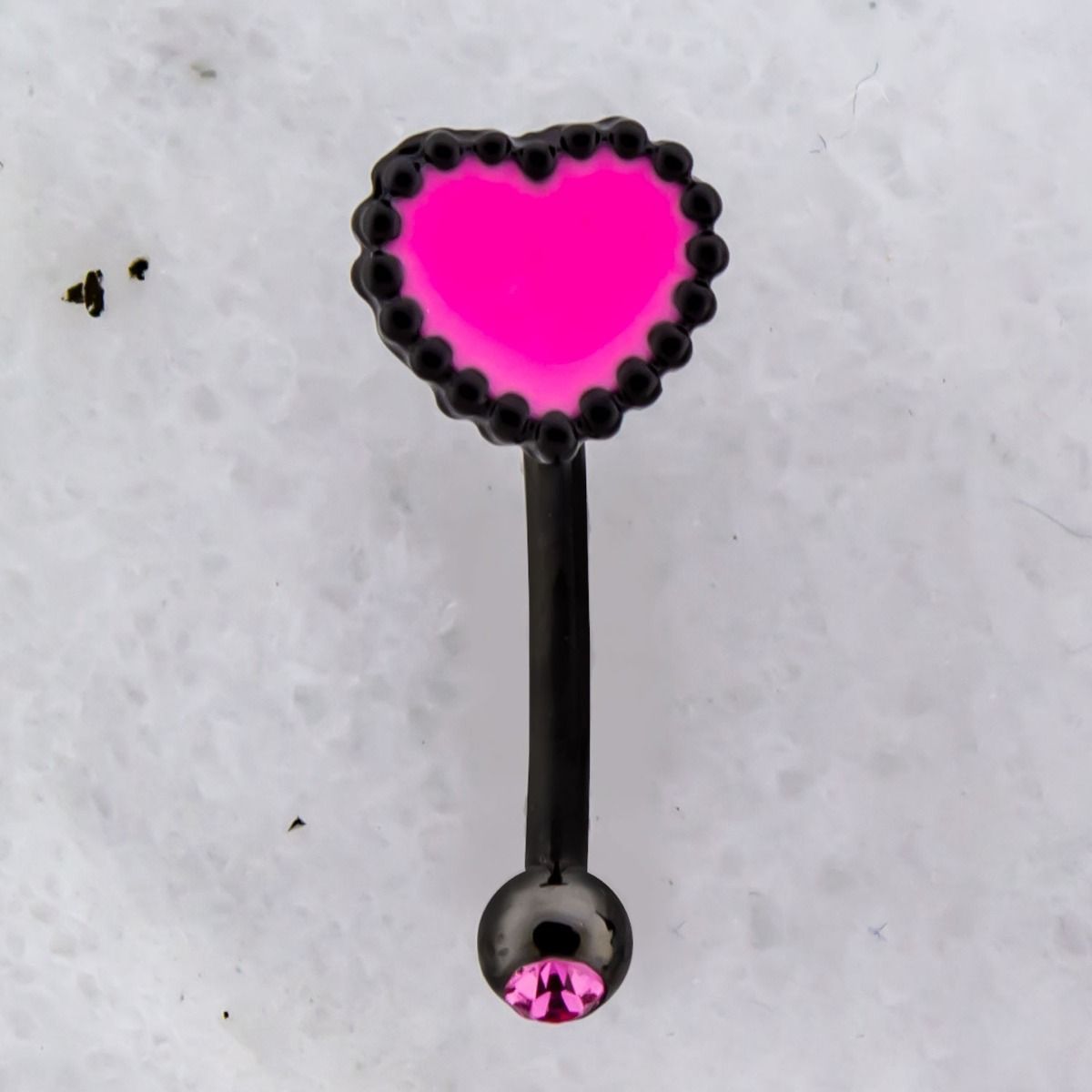 CURVED BARBELL Black Pvd Coated Curve With Heart - 1 Piece -Rebel Bod-RebelBod