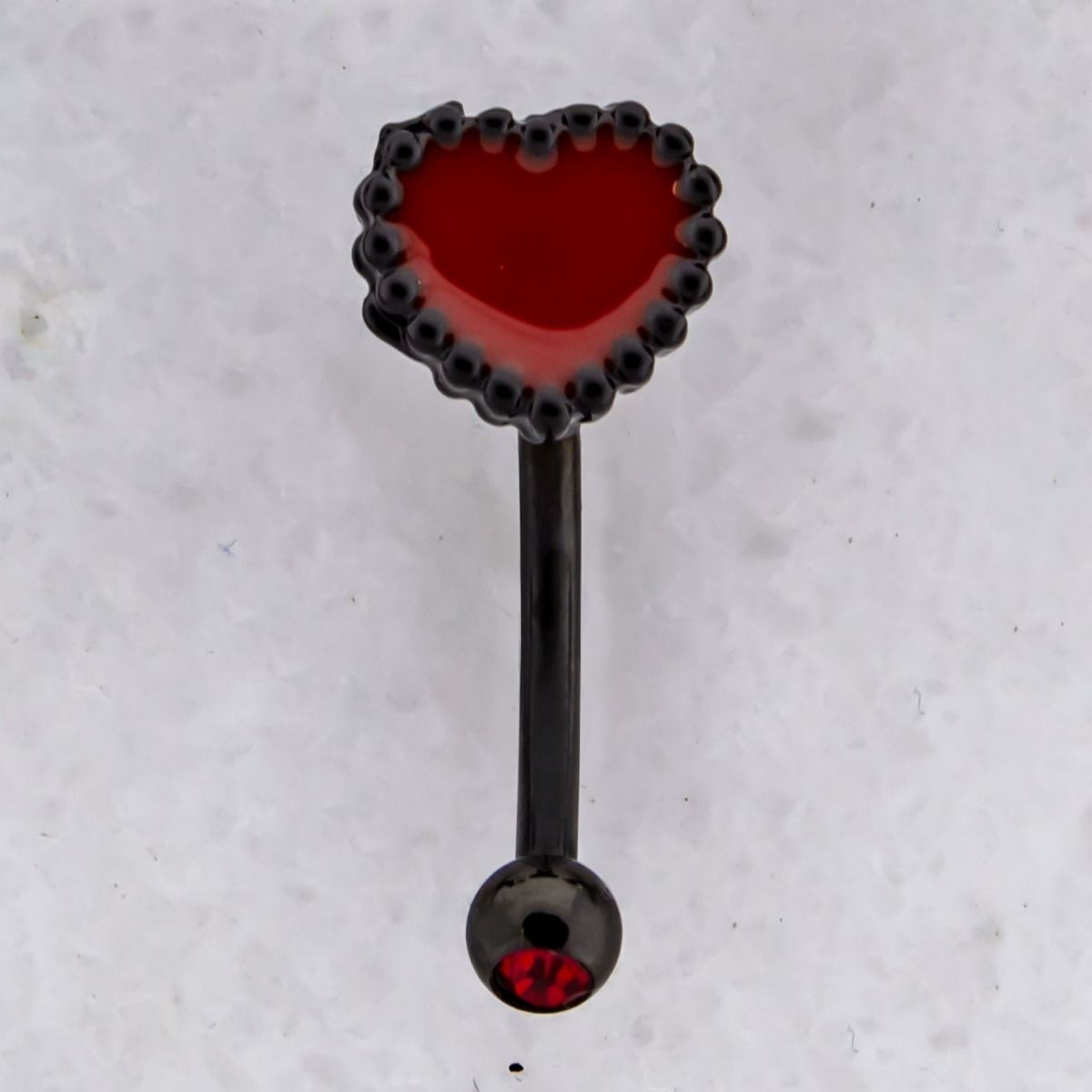CURVED BARBELL Black Pvd Coated Curve With Heart - 1 Piece -Rebel Bod-RebelBod
