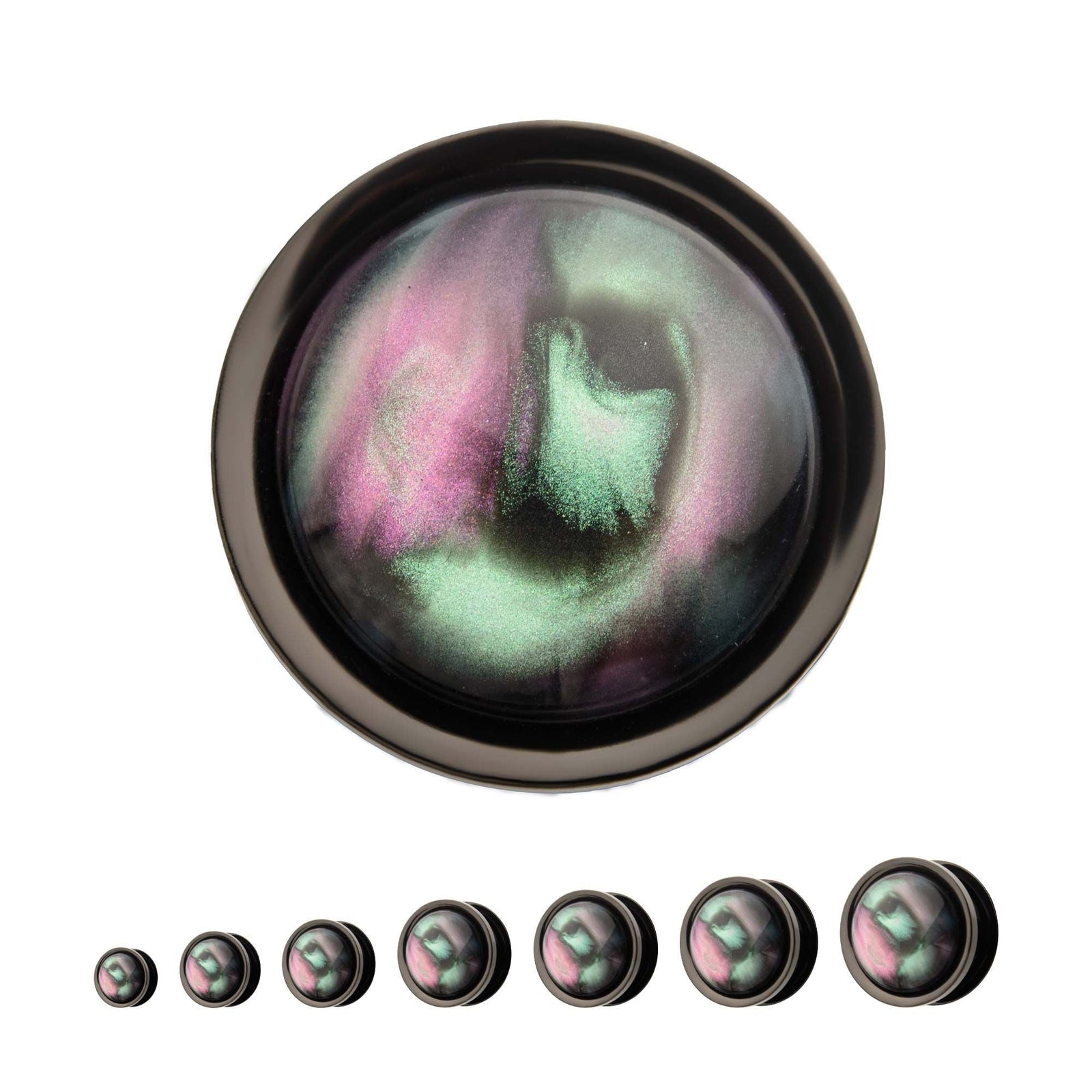 TBD-Plugs Black PVD Green Stone Screw Fit Plug -Rebel Bod-RebelBod