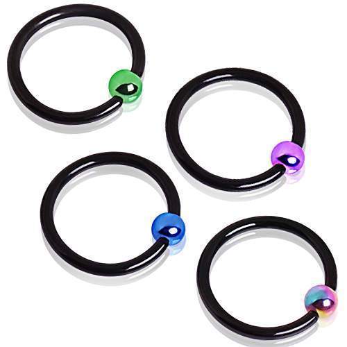 Black PVD Plated Captive Bead Ring w/ Color Ball
