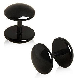 Black PVD Plated Convex Disc Fake Plug - 1 Piece