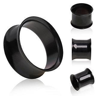 Black PVD Plated Double Flare Tunnel Plug - 1 Piece