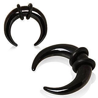 Pincher | Crescent Black PVD Plated Horn Shape Taper with O-Rings - 1 Piece -Rebel Bod-RebelBod
