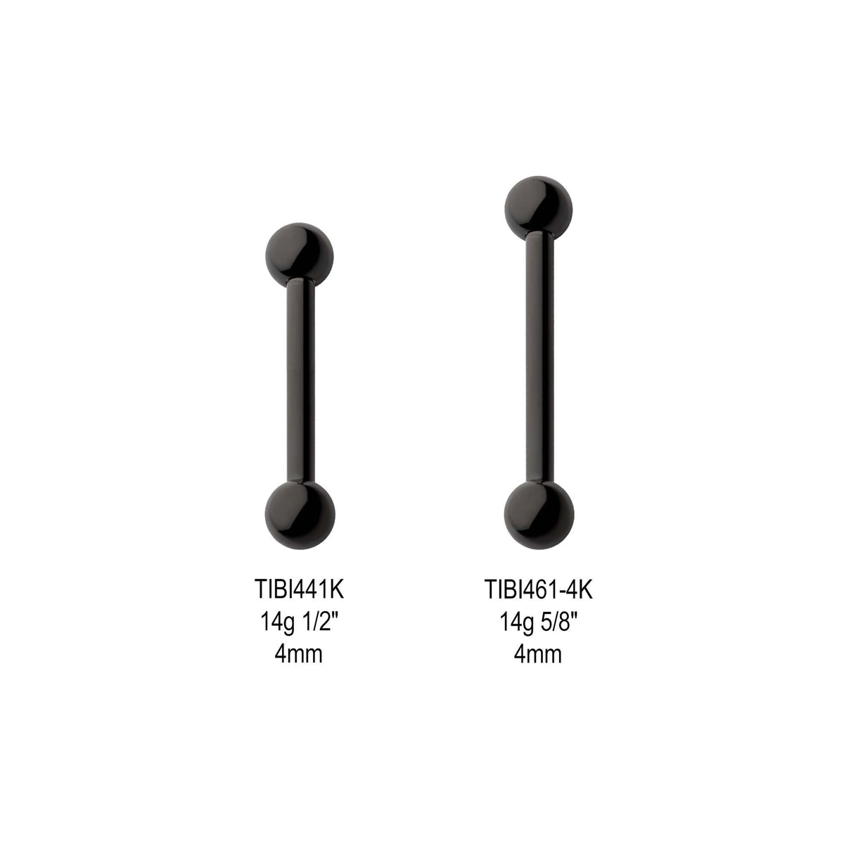 Black PVD Titanium Internally Threaded Barbell tibi441k -Rebel Bod-RebelBod