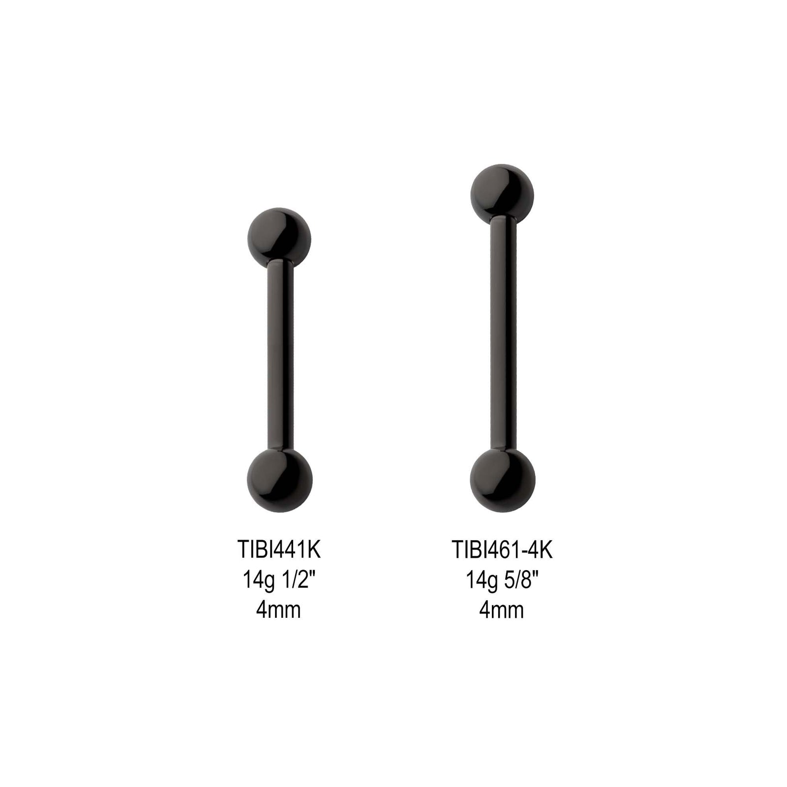 Black PVD Titanium Internally Threaded Barbell tibi441k -Rebel Bod-RebelBod