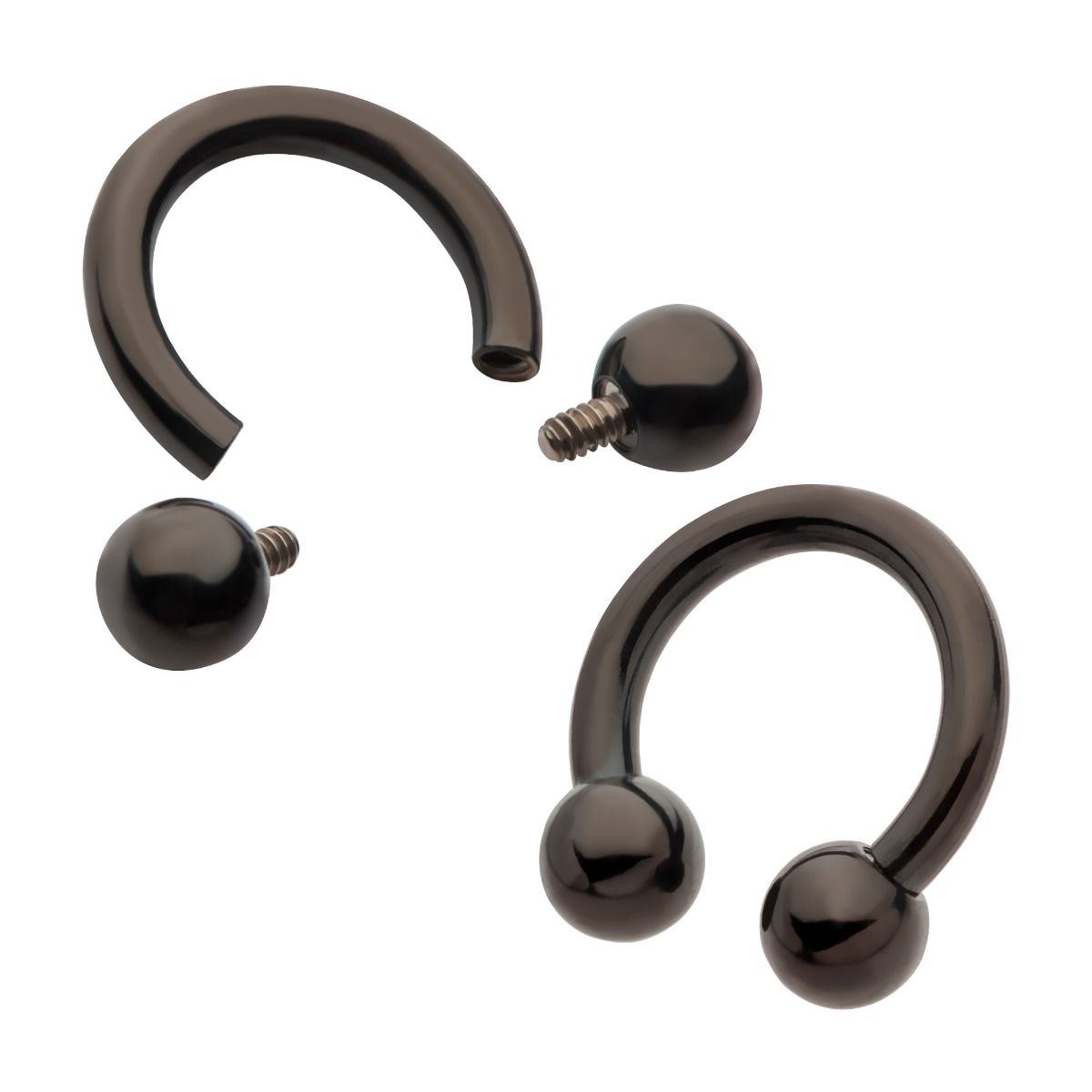 Interally Threaded Black Titanium Internally Threaded Circular Barbell - 1 Piece - Rebel Bod