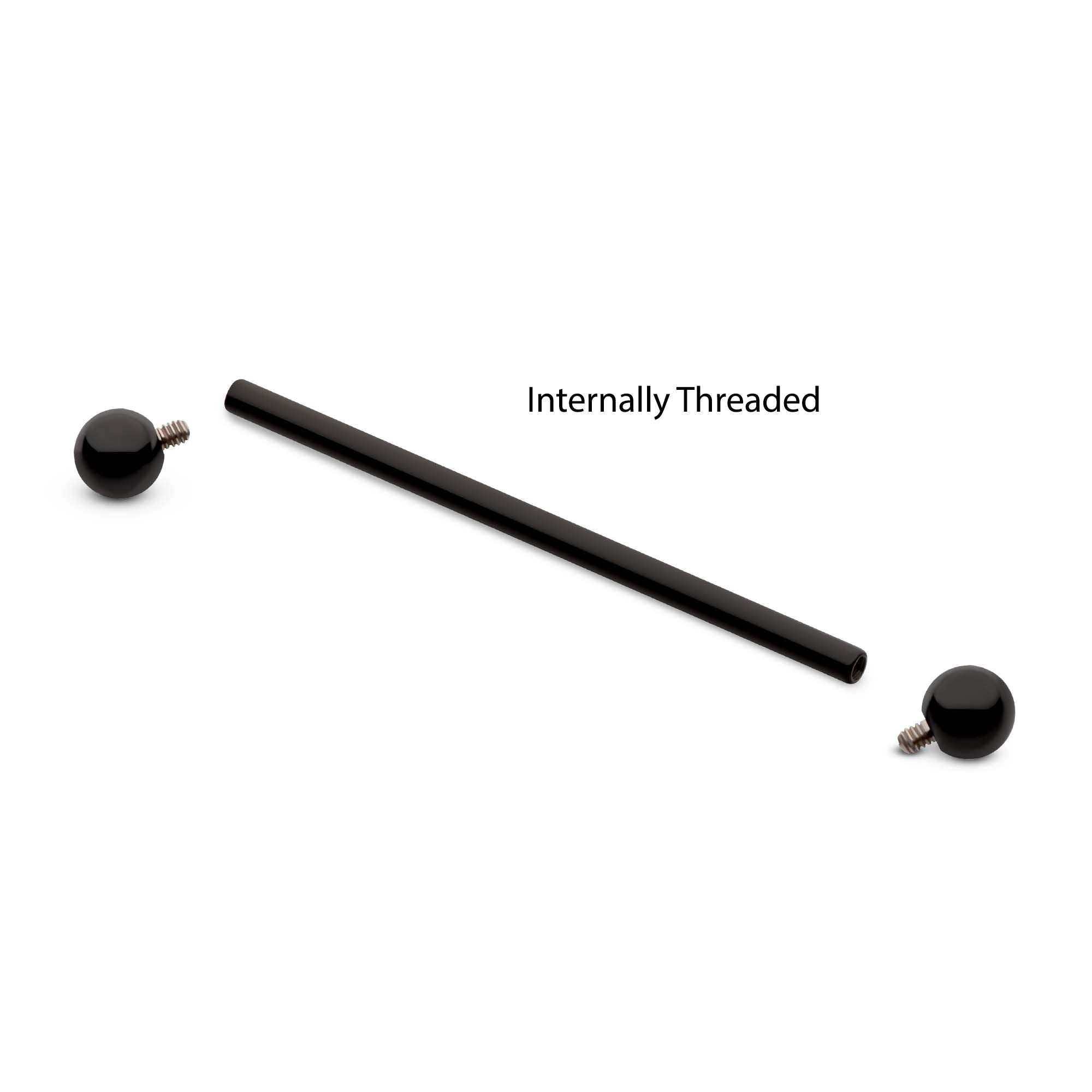 Black PVD Titanium Internally Threaded Industrial Barbell tibi4901k -Rebel Bod-RebelBod