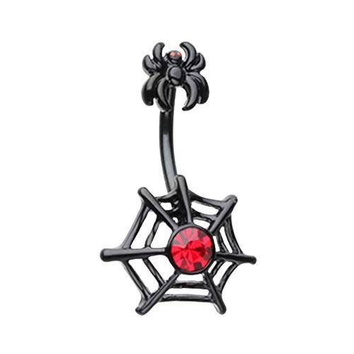 Black/Red Arachnid Spider Web Belly Button Ring