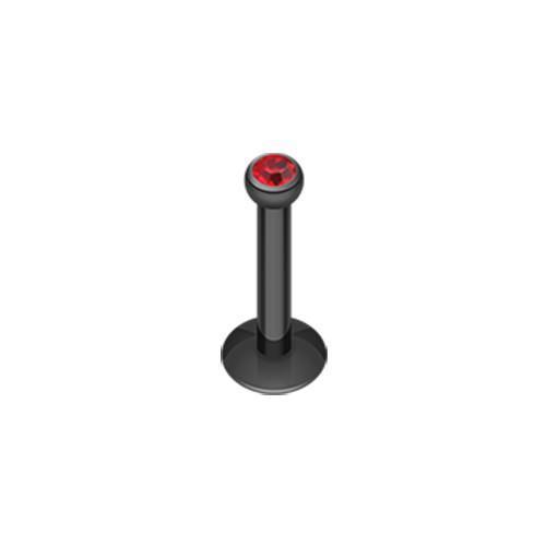 Black/Red Black Gem Ball Internally Threaded Labret