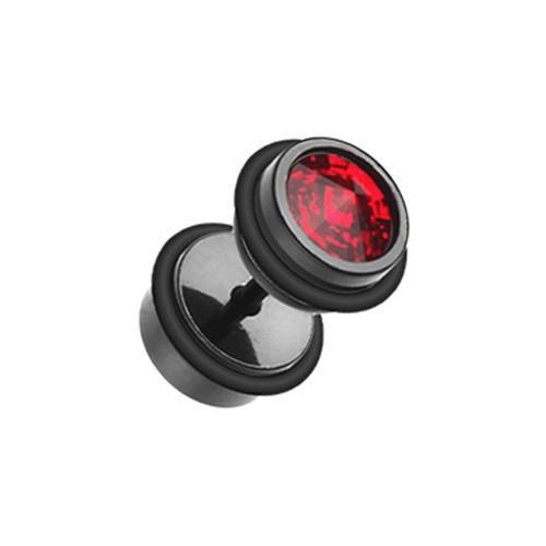 Fake Plug Earring Black/Red Blackline Pointy Crystalline Steel Fake Plug - 1 Pair -Rebel Bod-RebelBod