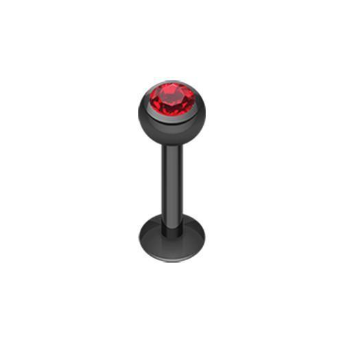 Black/Red Black PVD Gem Ball Labret