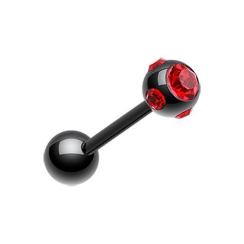 Black/Red PVD Aurora Gem Ball Barbell Tongue Ring