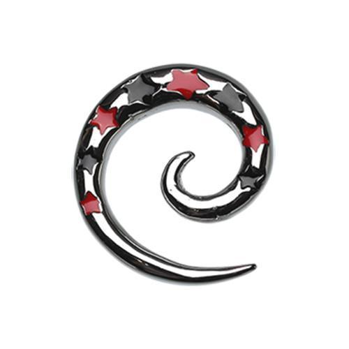 Black/Red Vegas Stars Ear Gauge Spiral Hanging Taper - 1 Pair