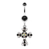 Black Shimmering Cross Patonce Belly Button Ring