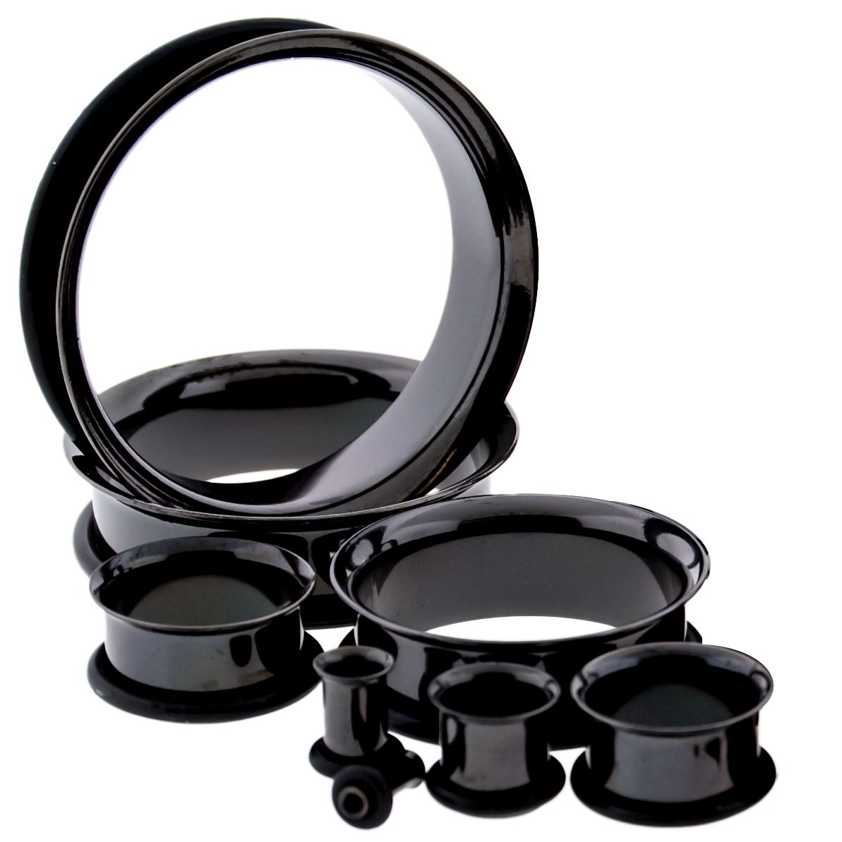 Black Single Flare Tunnels 10g-2g - 1 Piece -Rebel Bod-RebelBod