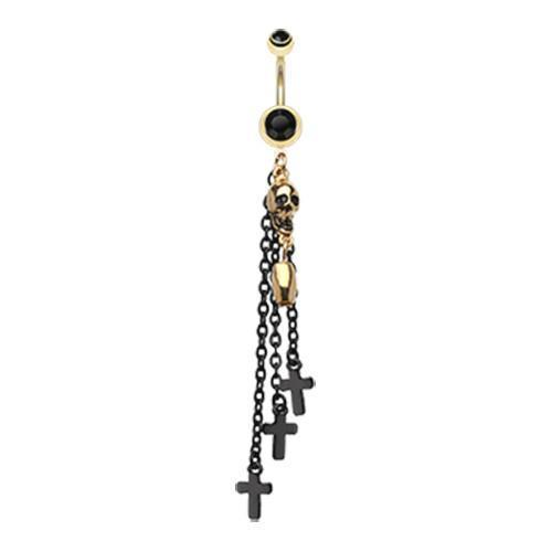 Black Skull Bullet Cross Belly Button Ring