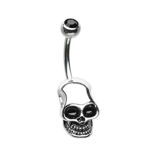 Black Skull Head Belly Button Ring