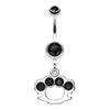Black Sparkling Brass Knuckle Belly Button Ring