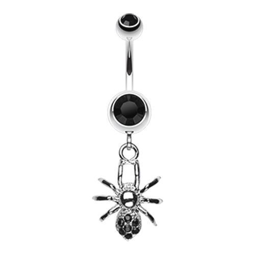 Black Spider Sparkle Belly Button Ring