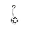 Black Star Holographic Glitter Inlay Steel Belly Button Ring