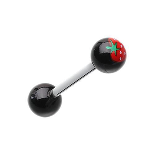 Black Strawberry Acrylic Top Barbell Tongue Ring