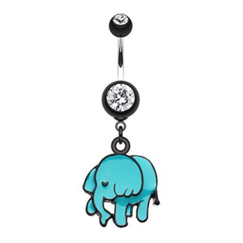 Black Super Cute Elephant Belly Button Ring