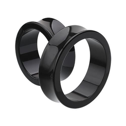 Black Supersize Acrylic Double Flared Ear Gauge Tunnel Plug - 1 Pair