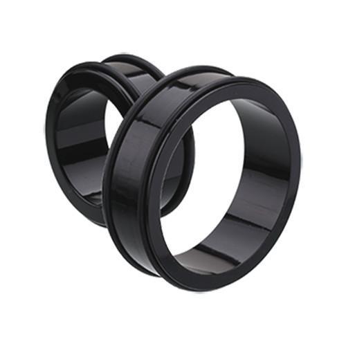 Black Supersize Acrylic No Flare Ear Gauge Tunnel Plug - 1 Pair