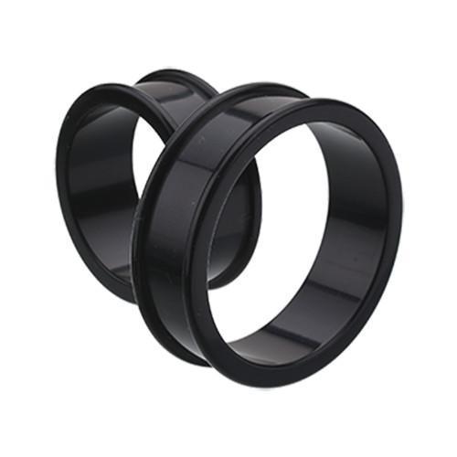 Tunnels - Double Flare Black Supersize Flexible Silicone Double Flared Ear Gauge Tunnel Plug - 1 Pair -Rebel Bod-RebelBod