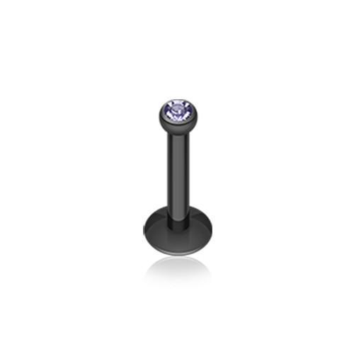 Black/Tanzanite Black Gem Ball Internally Threaded Labret