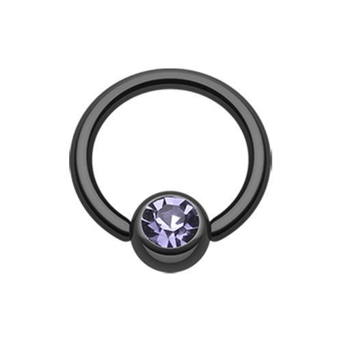 Black/Tanzanite PVD Gem Ball Captive Bead Ring