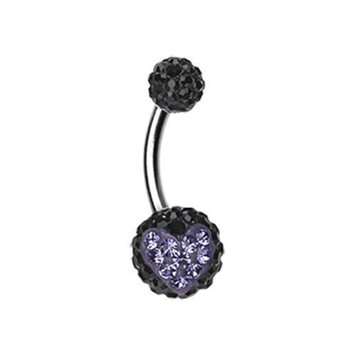 Black/Tanzanite Heart&#39;s Delight Multi-Sprinkle Dot Belly Button Ring