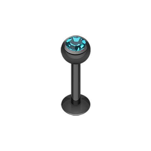 Black/Teal Black PVD Gem Ball Labret