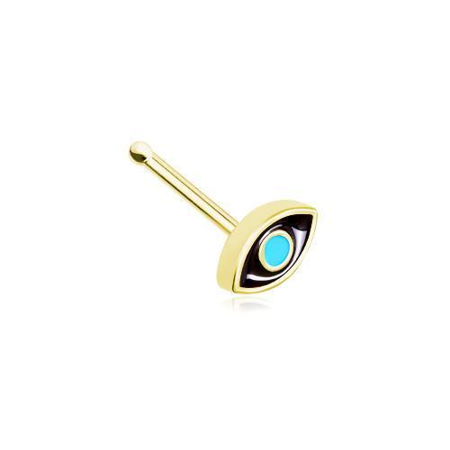 Black/Teal Golden Evil Eye Nose Stud Ring