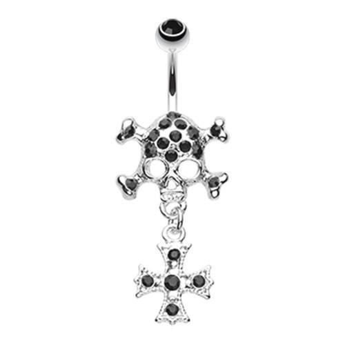 Black The Death Wish Skull Belly Button Ring