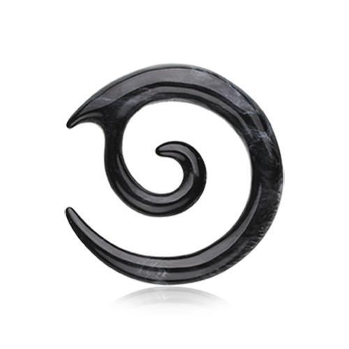 Black Twirl Fang Spiral Acrylic Ear Gauge Spiral Hanging Taper - 1 Pair