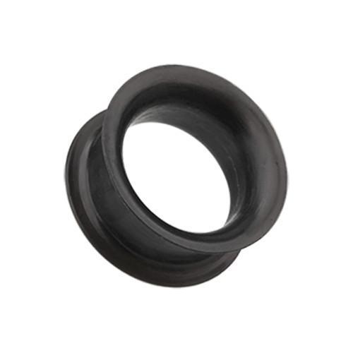 Black Ultra Thin Flexible Silicone Ear Skin Double Flared Tunnel Plug - 1 Pair