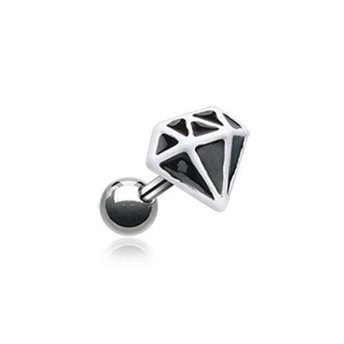 Black Urban Diamond Tragus Cartilage Barbell Earring - 1 Piece
