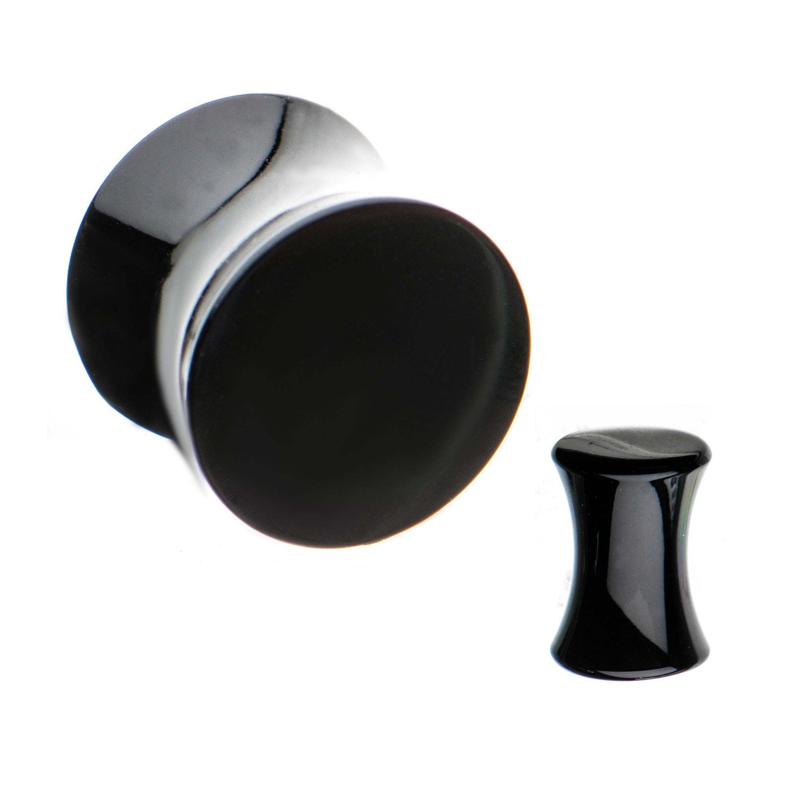 Black UV Solid Acrylic Double Flared Ear Gauge Saddle Plugs - 1 Pair