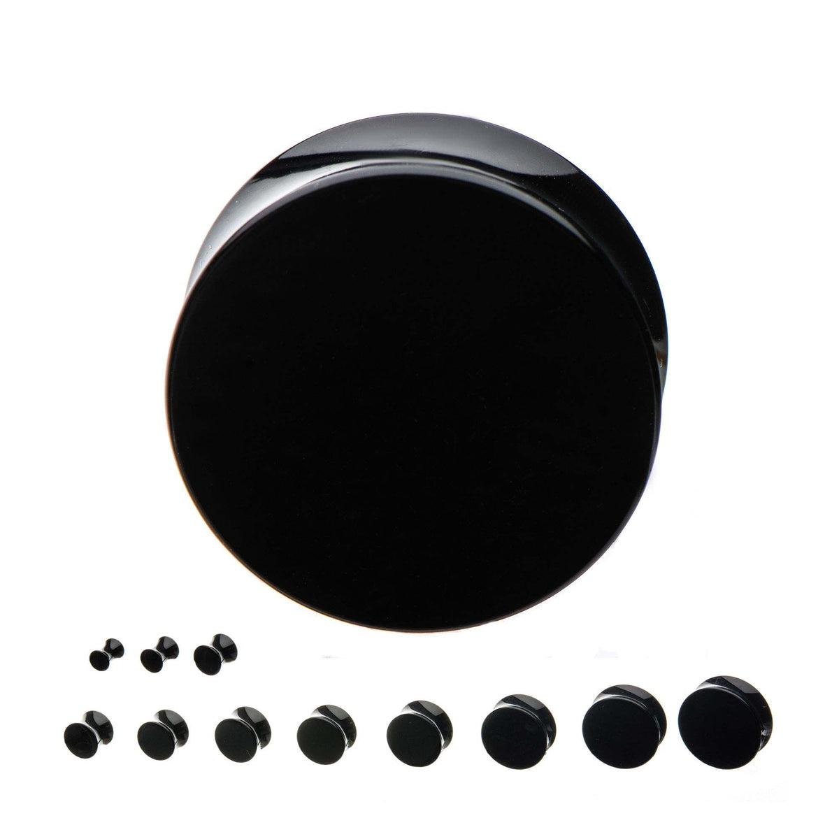 Black UV Solid Acrylic Double Flared Ear Gauge Saddle Plugs - 1 Pair