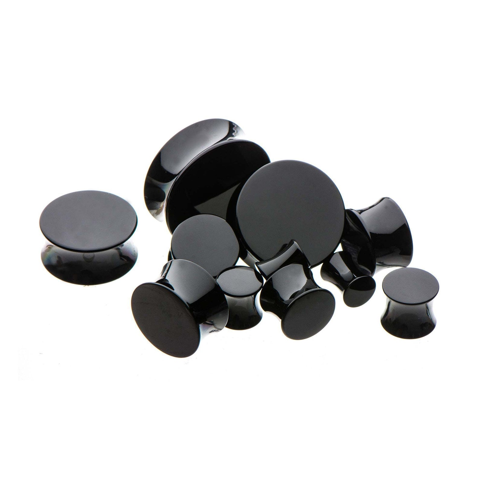 Black UV Solid Acrylic Double Flared Ear Gauge Saddle Plugs - 1 Pair