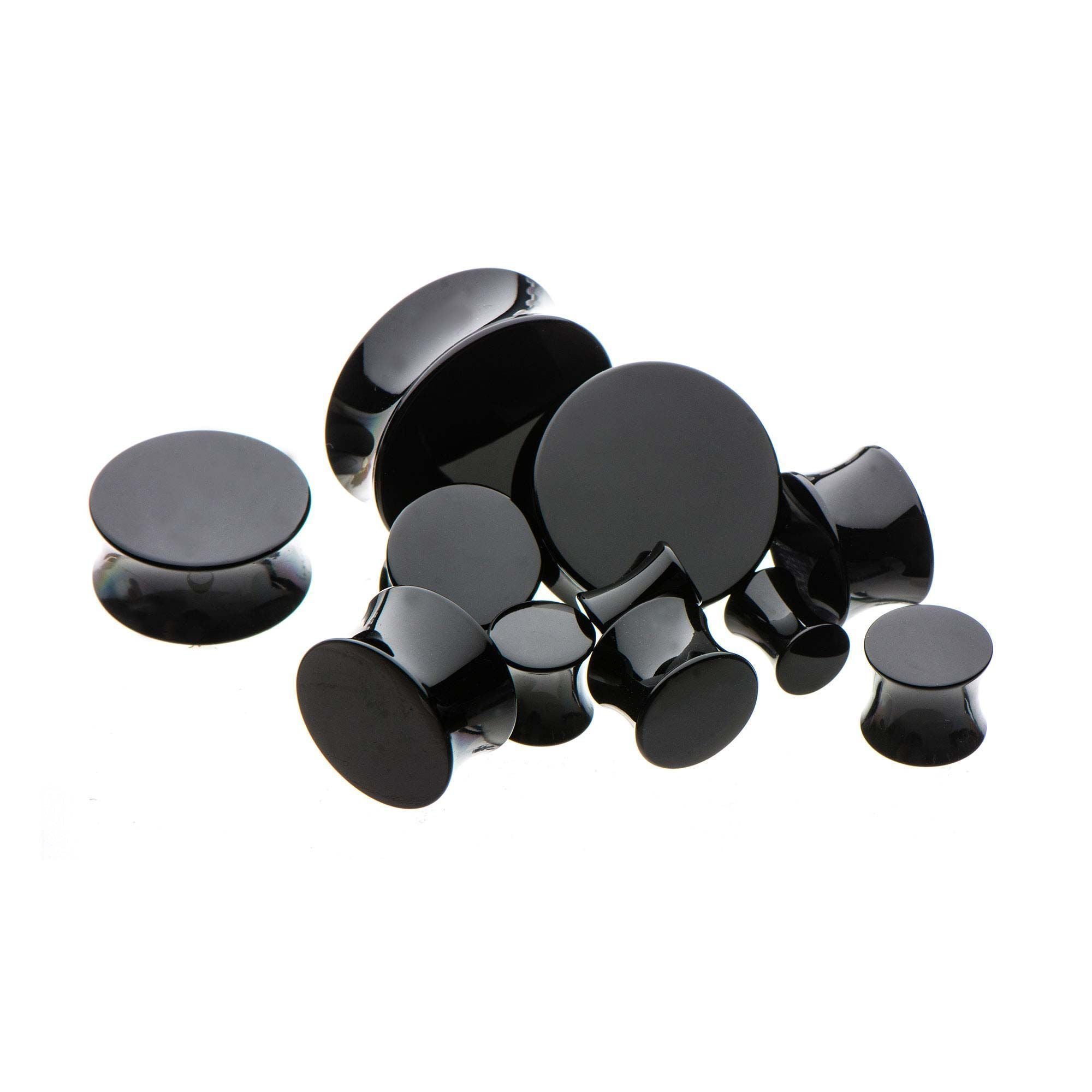 Black UV Solid Acrylic Saddle Plugs - 1 Pair sbvpussk