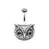 Black Vintage Owl Belly Button Ring