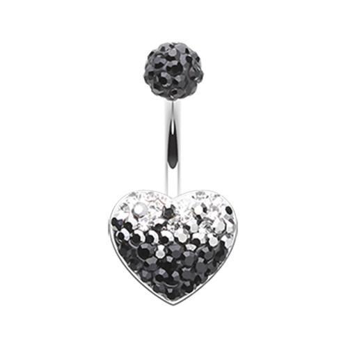 Black Waterfall Droplets Heart Multi-Sprinkle Dot Belly Button Ring