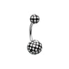 Black/White Classic Checker Patterned Acrylic Belly Button Ring