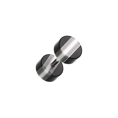 Black/White Multi Stripe Acrylic Fake Plug - 1 Pair