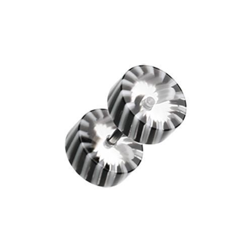 Black/White Pinwheel Stripe UV Acrylic Fake Plug - 1 Pair