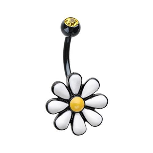 Black/Yellow Black One Daisy at a Time Belly Button Ring